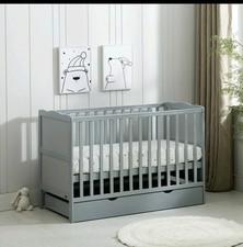 Wooden Baby Cot Bed & Drawer &