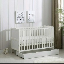Wooden Baby Cot Bed & Drawer &